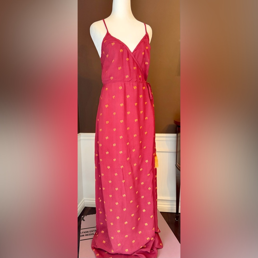 RAGA Autumn Love Maxi Wrap Dress Color Wine Size Small Sample Dress NWT - Picture 5 of 13